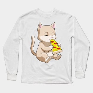 Cat with Pizza Long Sleeve T-Shirt